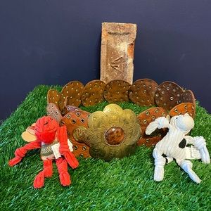 Vintage Brown Leather & Brass Medallion Belt